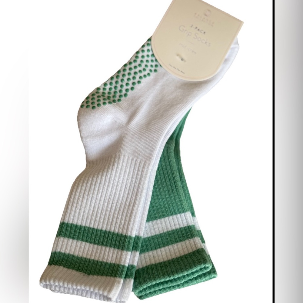 NEW Woman’s Balance Collection White and Green GRIP Athletic Socks Pilates Yoga